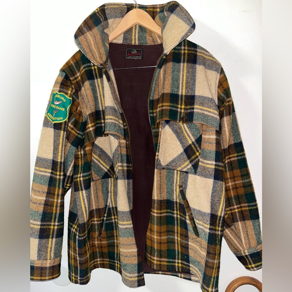 Vintage 60s/70s Johnson Woolen Mills Wool Fish+Game Jacket~Few minor Flaws~XL